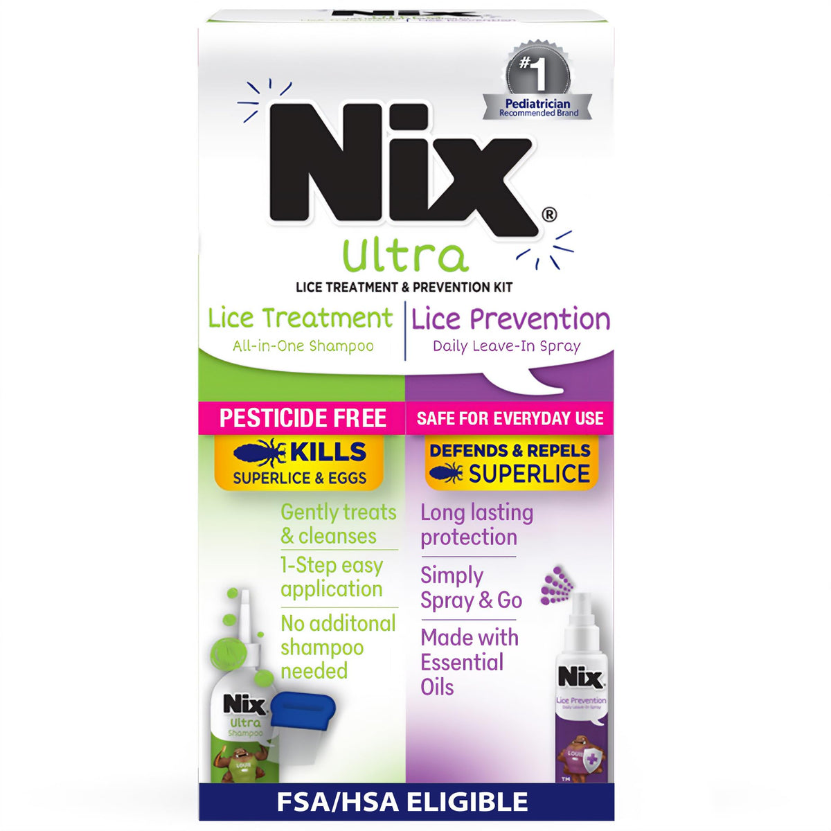 Nix Ultra All-in-One Shampoo kills lice and eggs for home treatment