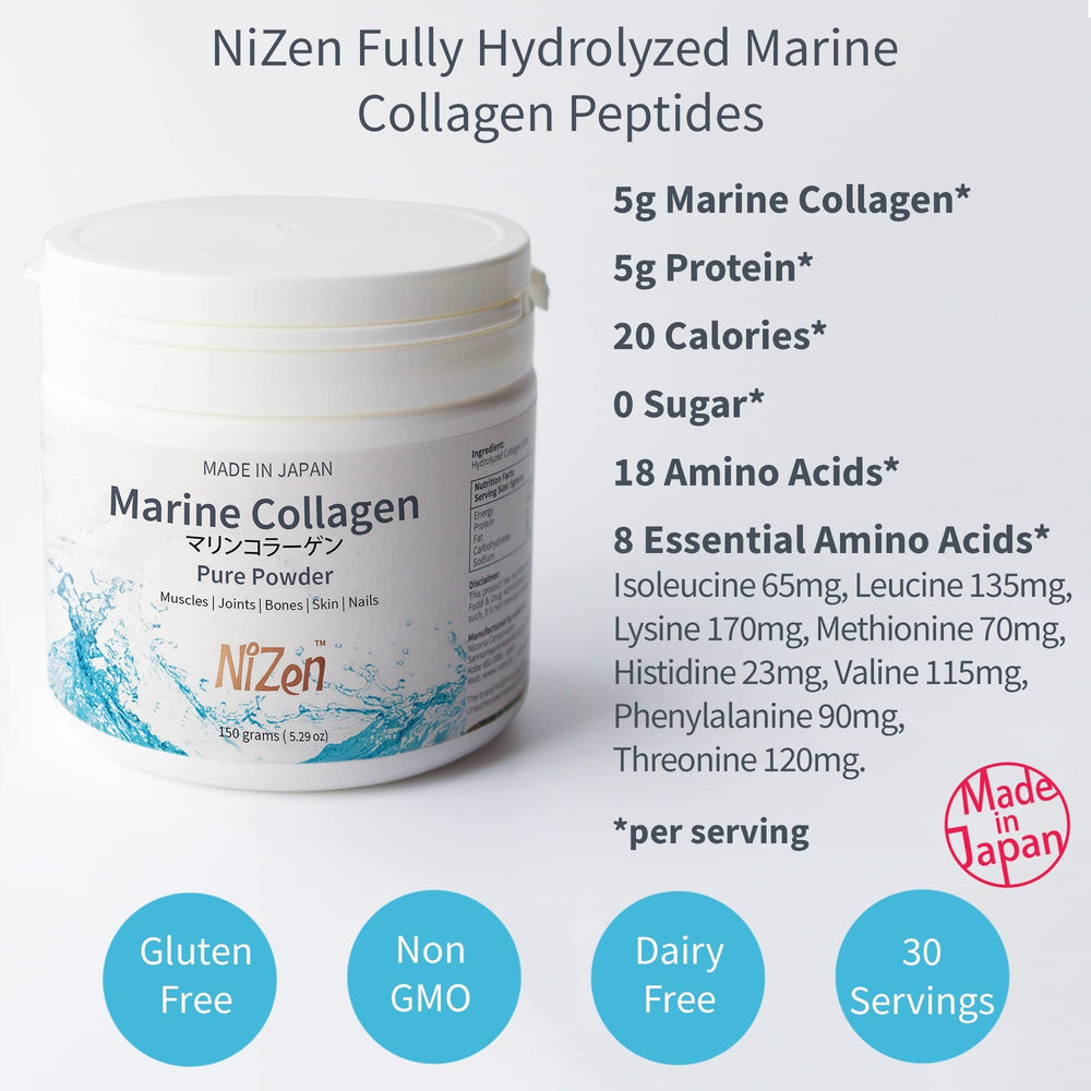 Nizen Marine Collagen Pure powder poured into coffee for easy mixing