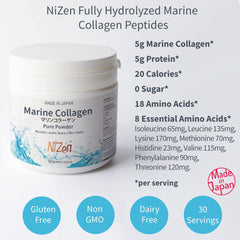 Nizen Marine Collagen Pure powder poured into coffee for easy mixing