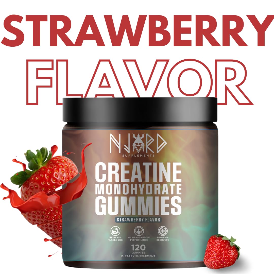 Side view of NJORD Creatine Gummy packaging showing bottle design.