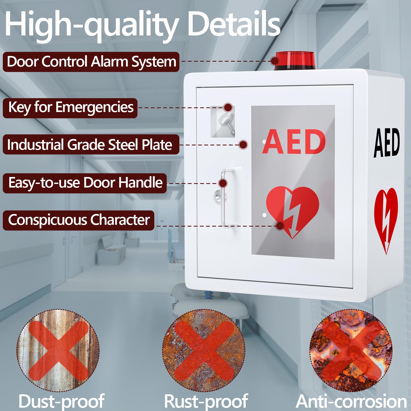 NLShan AED cabinet rounded corners improve safety in busy spaces.