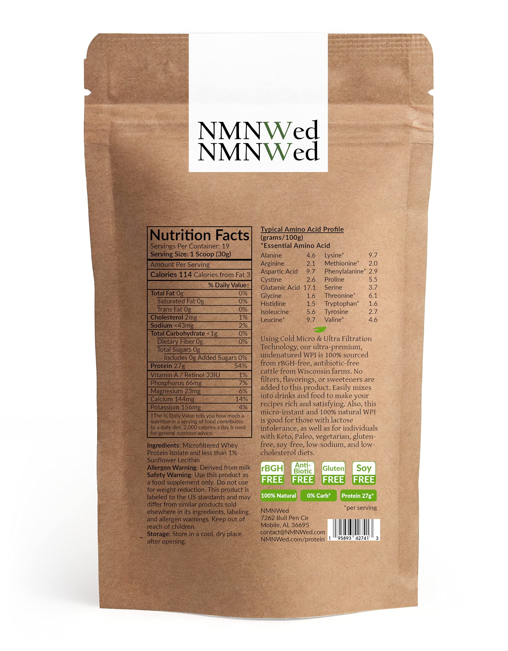 NMNWed powder closeup, microfiltered whey with no additives for clean nutrition.
