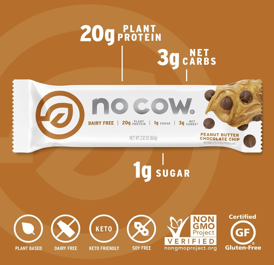 No Cow peanut butter bars closeup—creamy texture and rich aroma.