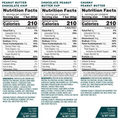 No Cow peanut butter bars nutrition panel—20g protein and low sugar per bar.