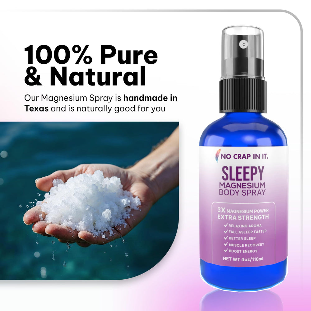 No Crap In It Sleepy Magnesium Spray night routine setup promotes unwinding