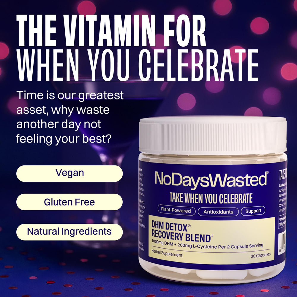 No Days Wasted DHM Detox capsules close-up for easy nightly intake