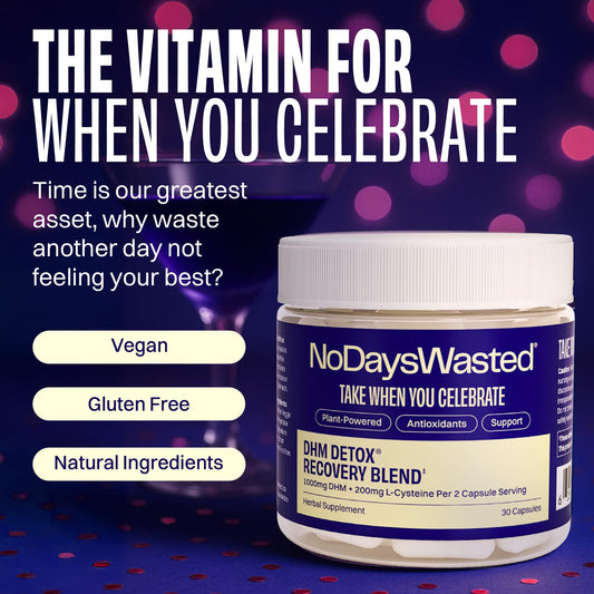 No Days Wasted DHM Detox capsules close-up for easy nightly intake