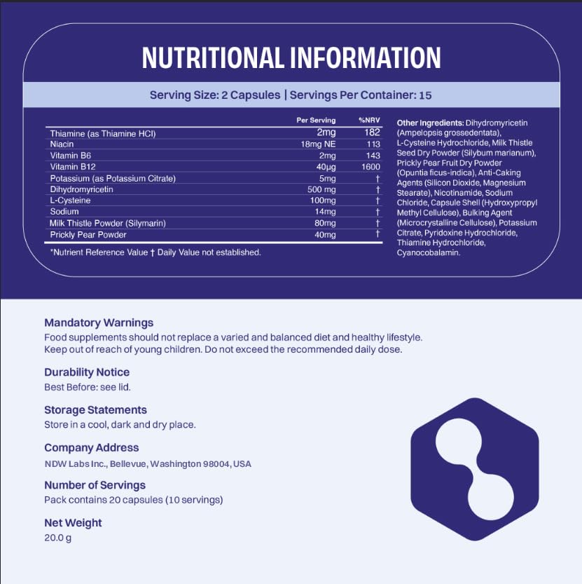 No Days Wasted DHM Detox ingredients blend highlights natural antioxidants
