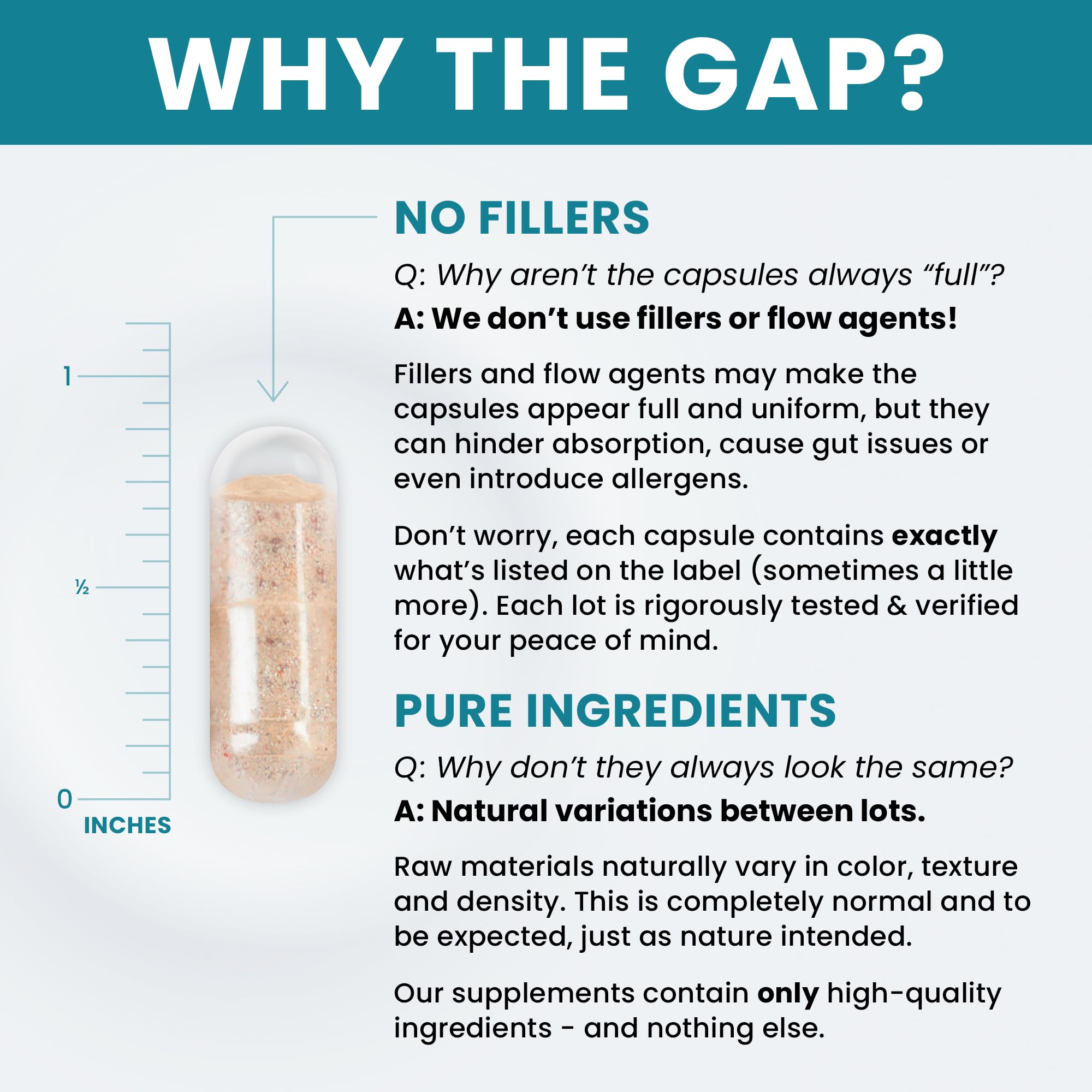 No fillers label close-up emphasizes clean formula
