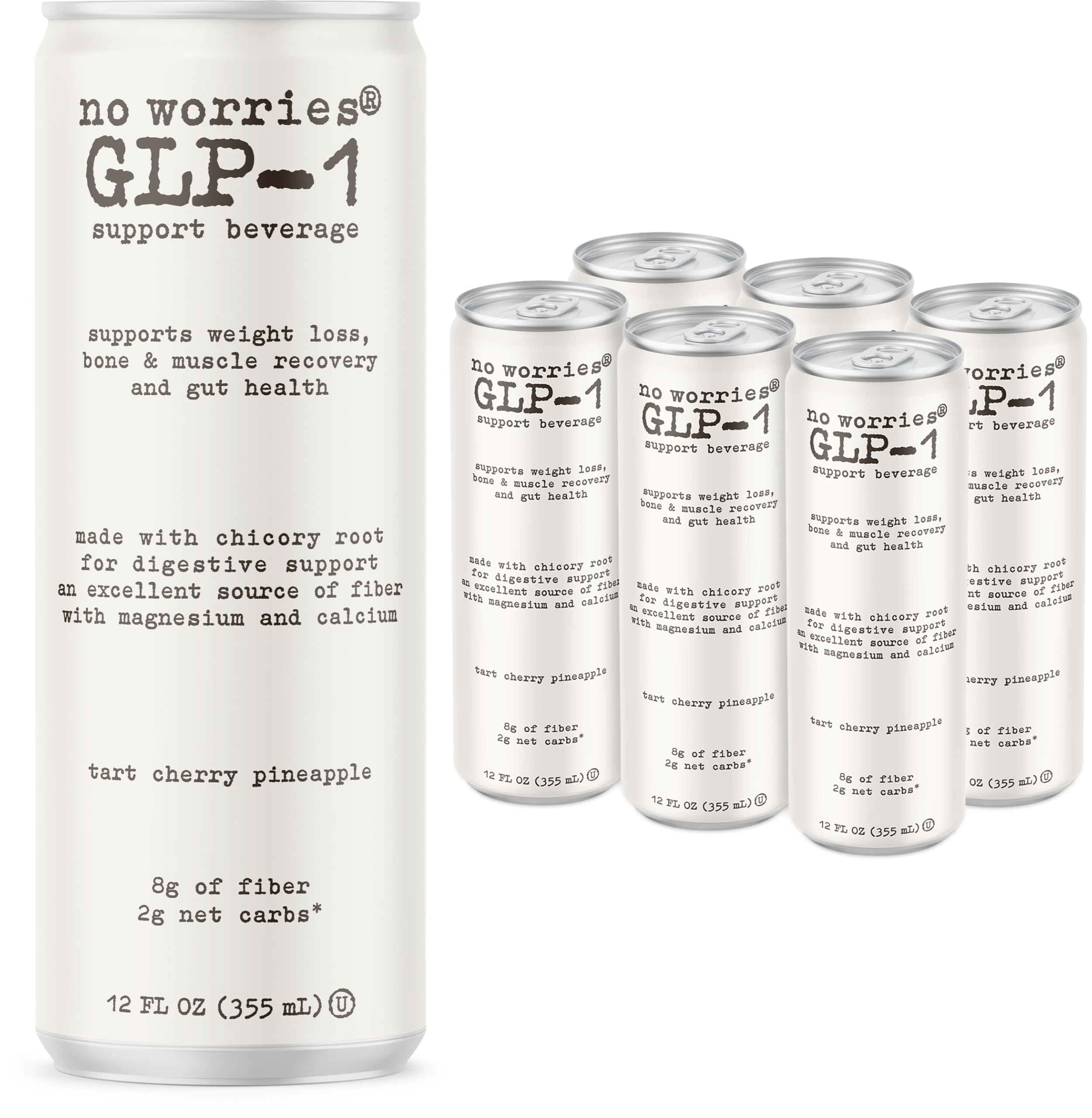 No Worries GLP-1 bottle with tart cherry pineapple supports satiety and gut health.