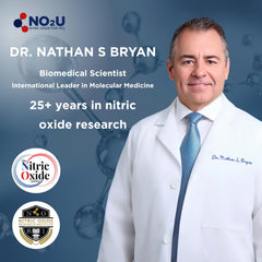 NO2U Bryan NITRICEUTICALS packaging back showing contents and notes.