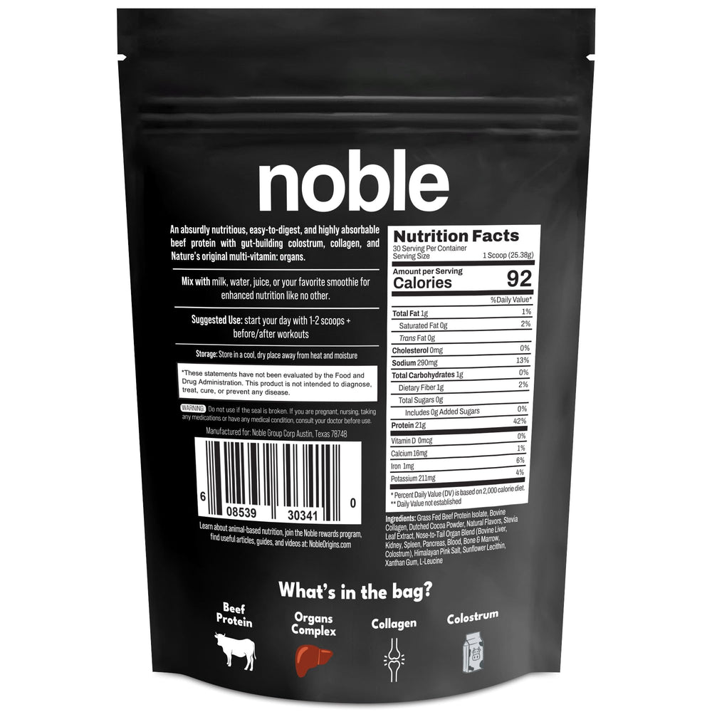 Noble Origins morning shake setup suggests quick, nourishing daily ritual.