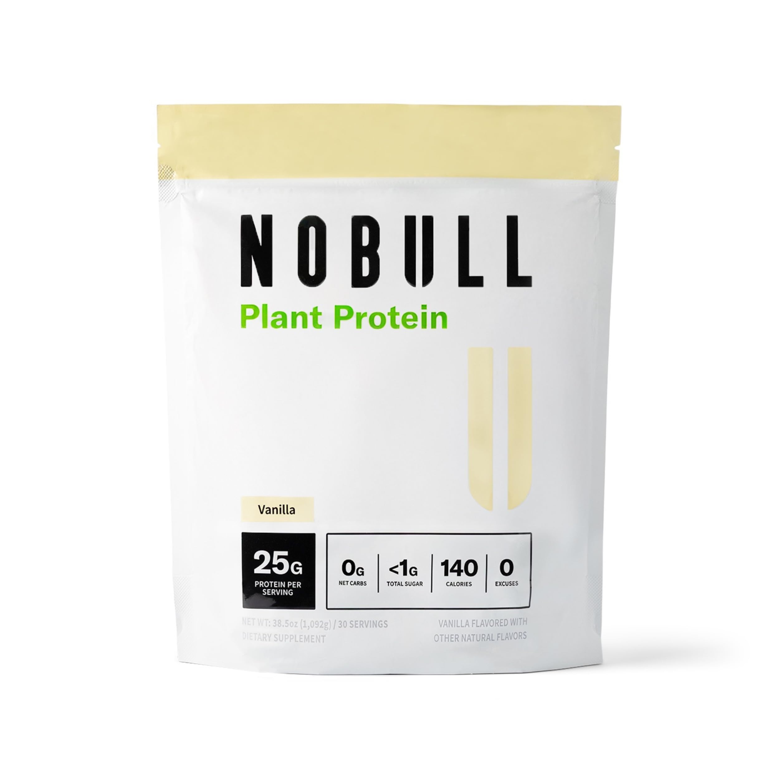 NOBULL Plant-Based Protein vanilla container shows clean formula for performance support