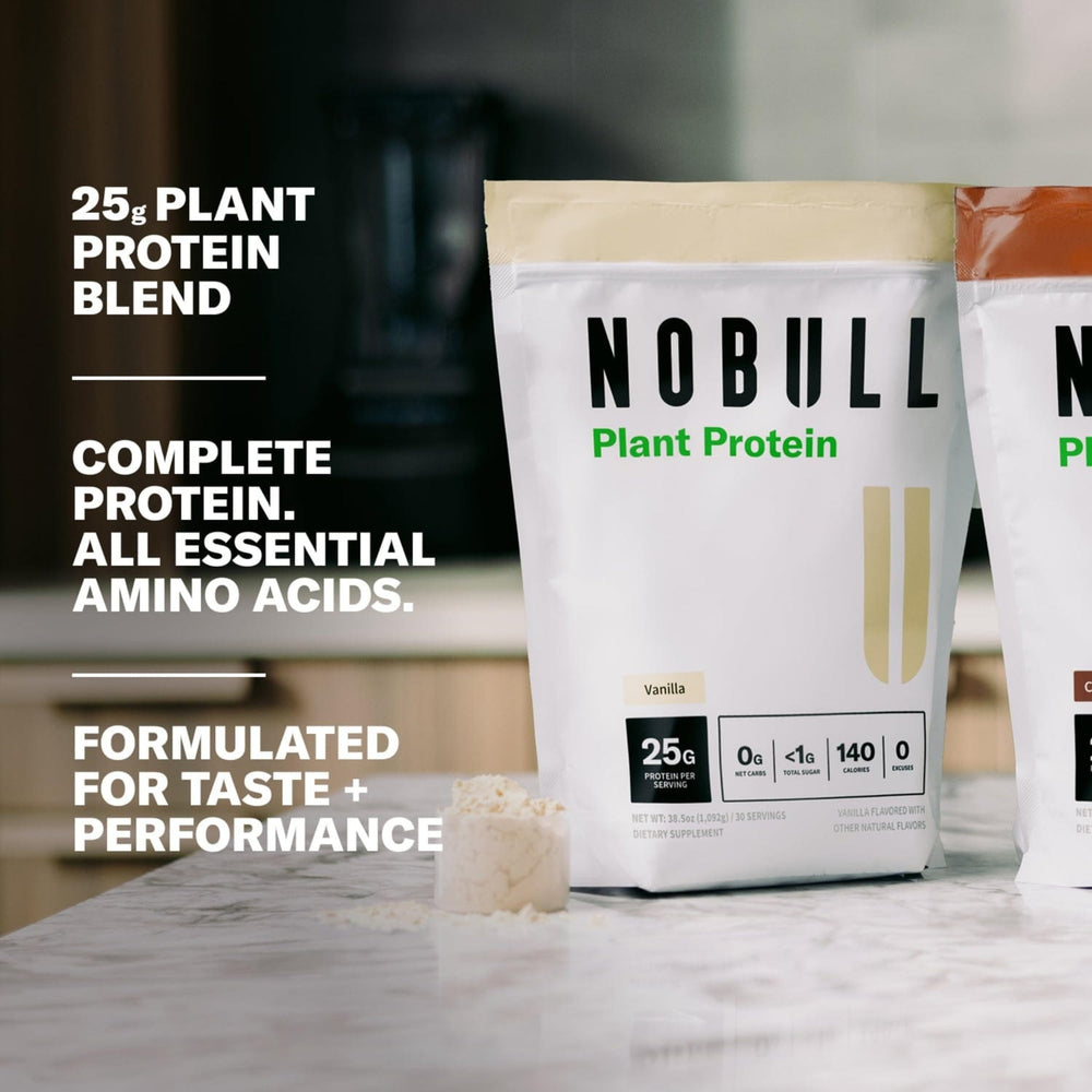 NOBULL Plant-Based Protein vanilla ingredients board signals clean essentials