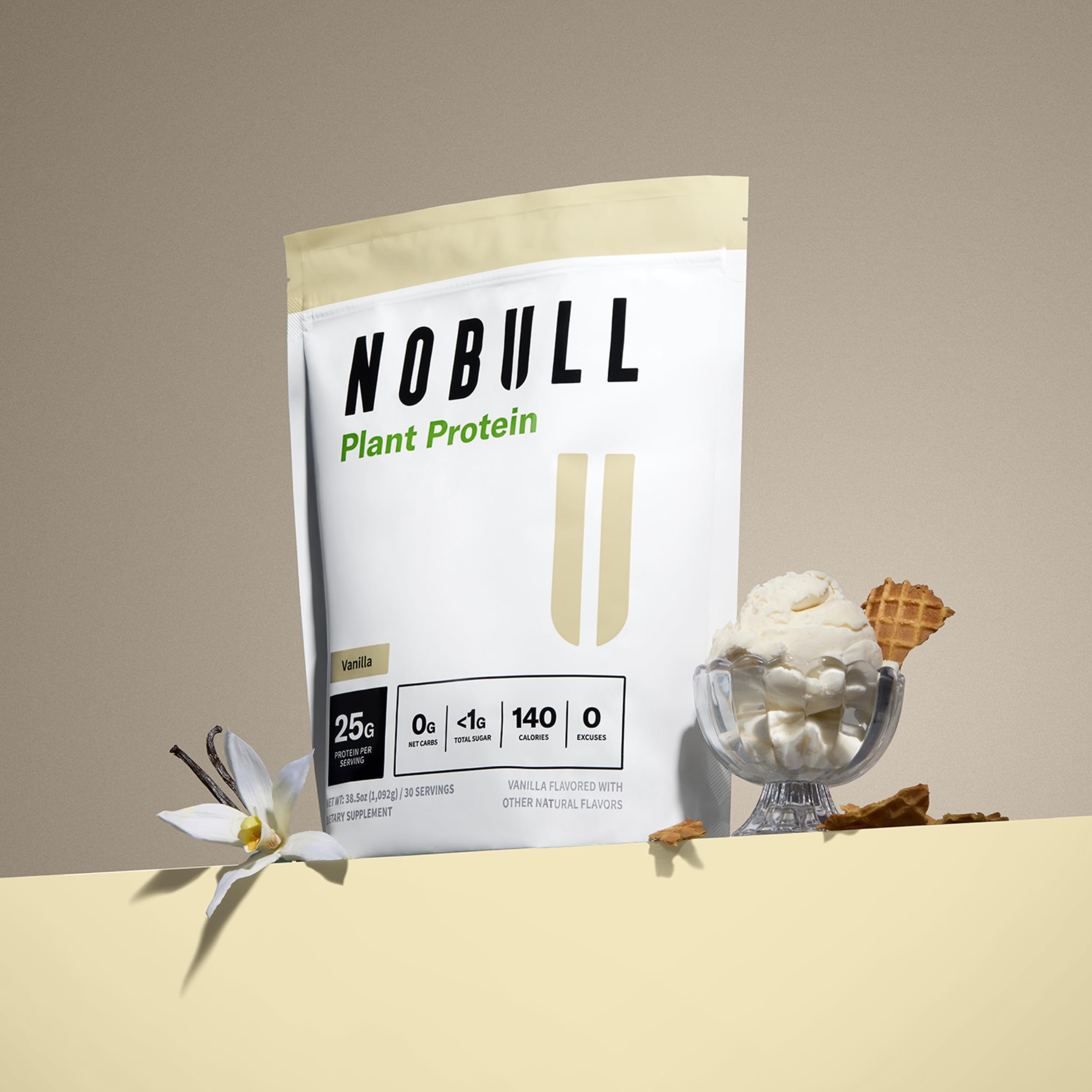 NOBULL Plant-Based Protein vanilla label highlights quality and transparency