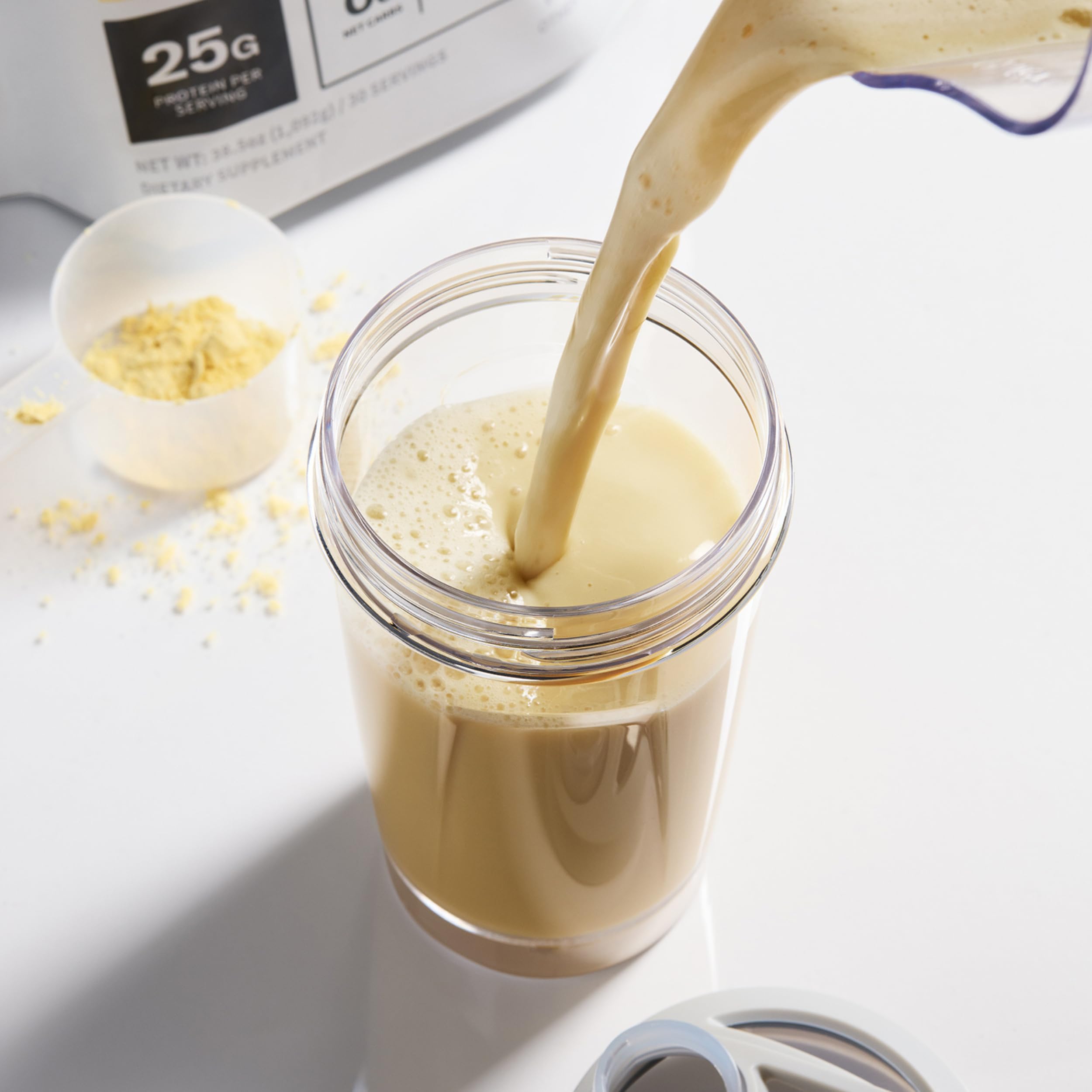 NOBULL Plant-Based Protein vanilla mix in shaker with smooth texture