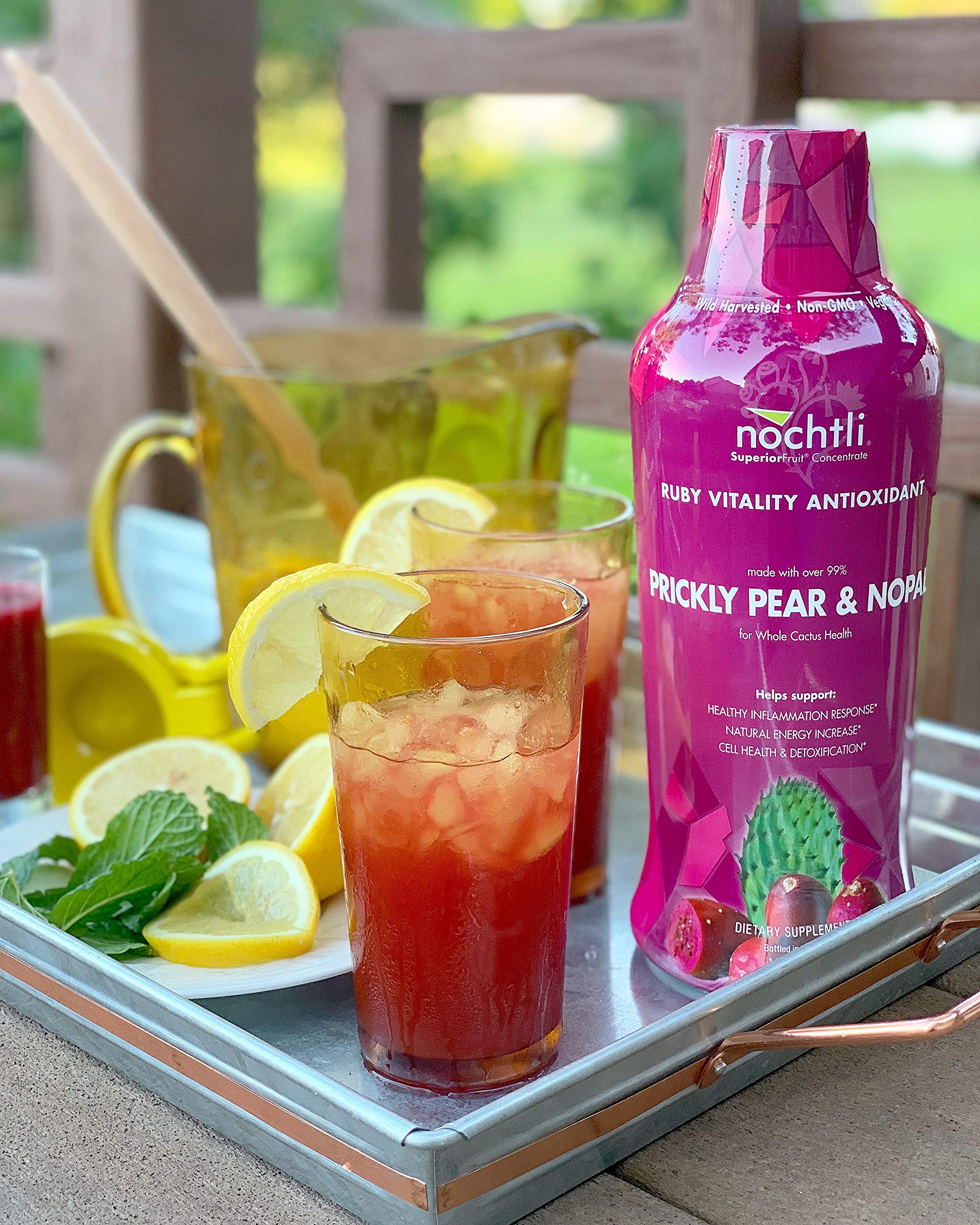 Nochtli Recover Prickly Pear ingredients panel shows multiple cultivars.