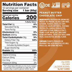 No Cow vegan bar closeup shows creamy peanut butter and chocolate chips for a satisfying snack