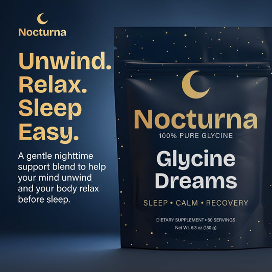 Nocturna glycine powder dispenser demonstrating simple measuring for a 3g serving.