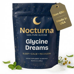 Nocturna Glycine supplement packaging for convenient nightly use and clean-label reassurance.