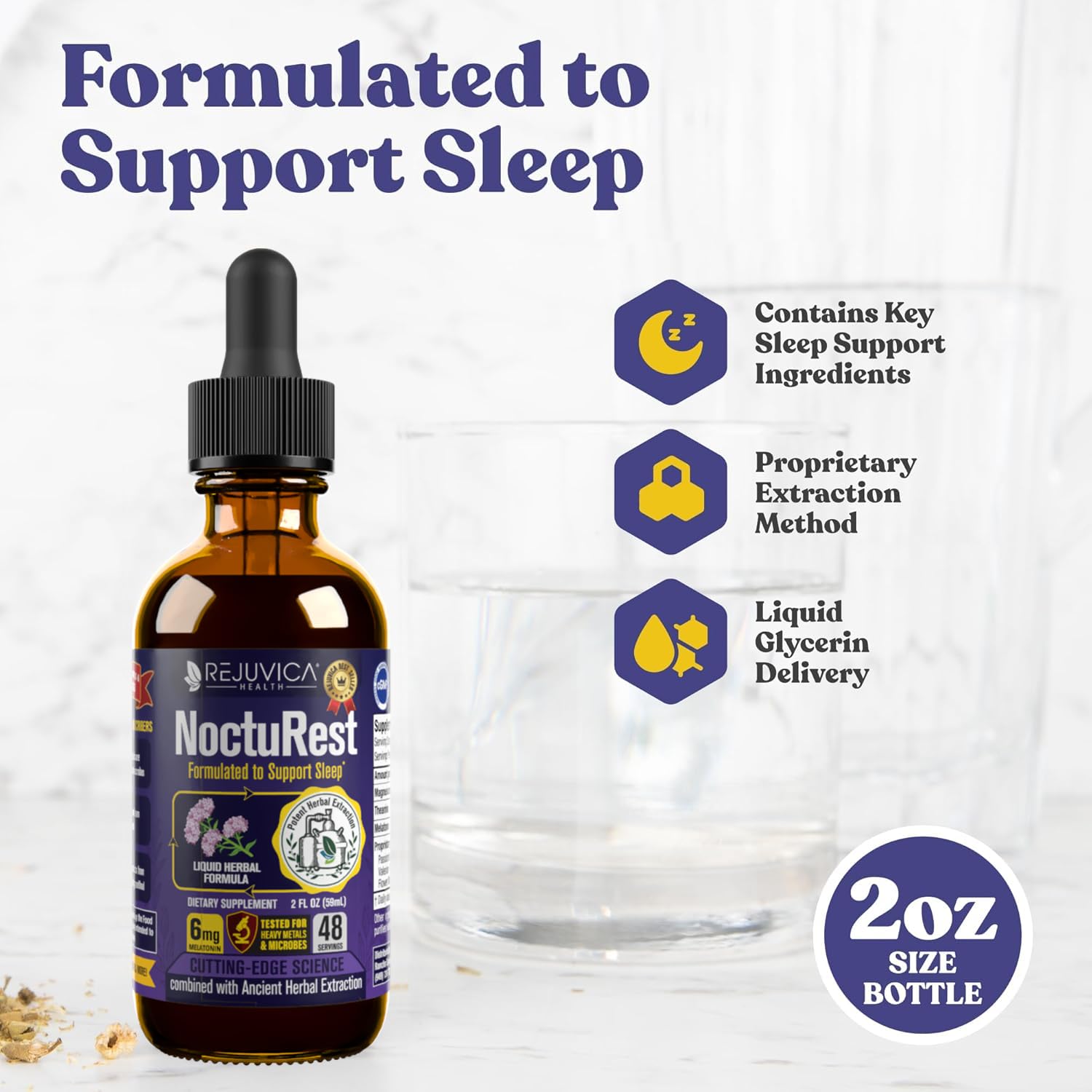 NoctuRest alcohol-free cold-extraction process preserves delicate ingredients.