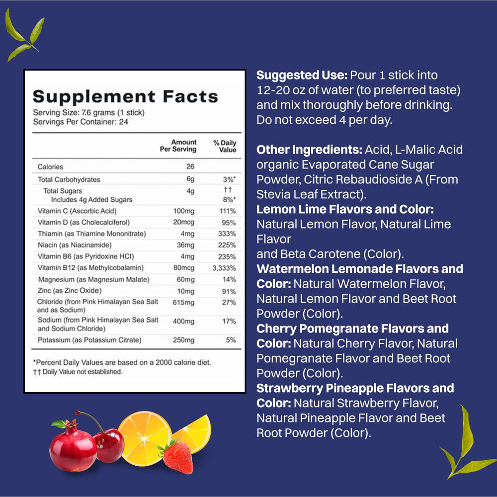 No Days Wasted Hydration Replenisher Strawberry Pineapple stick packet provides convenient on-the-go refreshment.