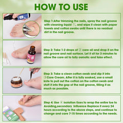 Nodfens nail care kit in-use scene illustrating step-by-step treatment.