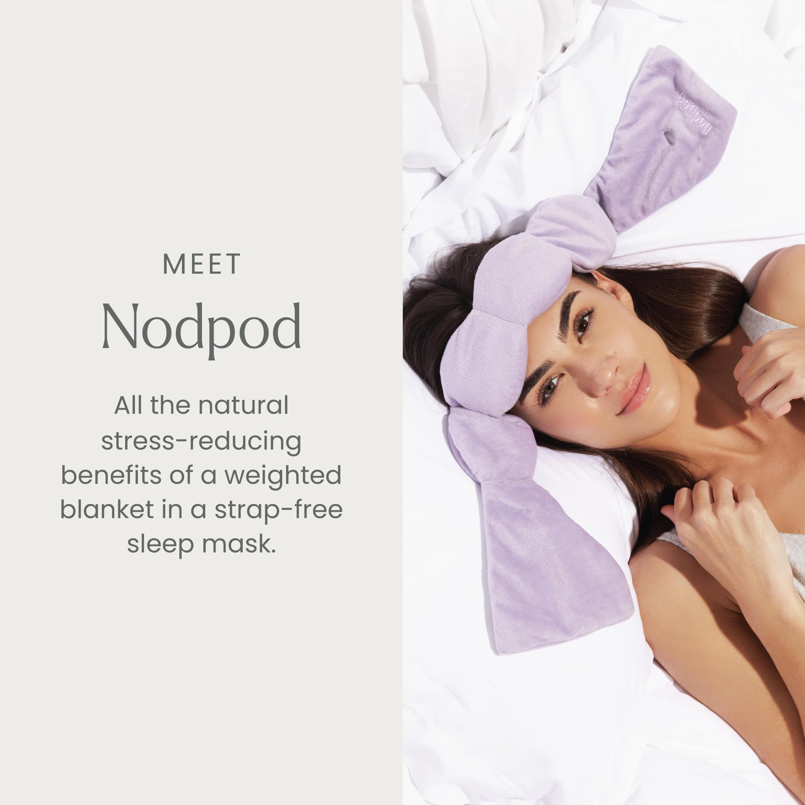 Nodpod sleep mask close-up shows jersey cotton and plush microfleece comfort