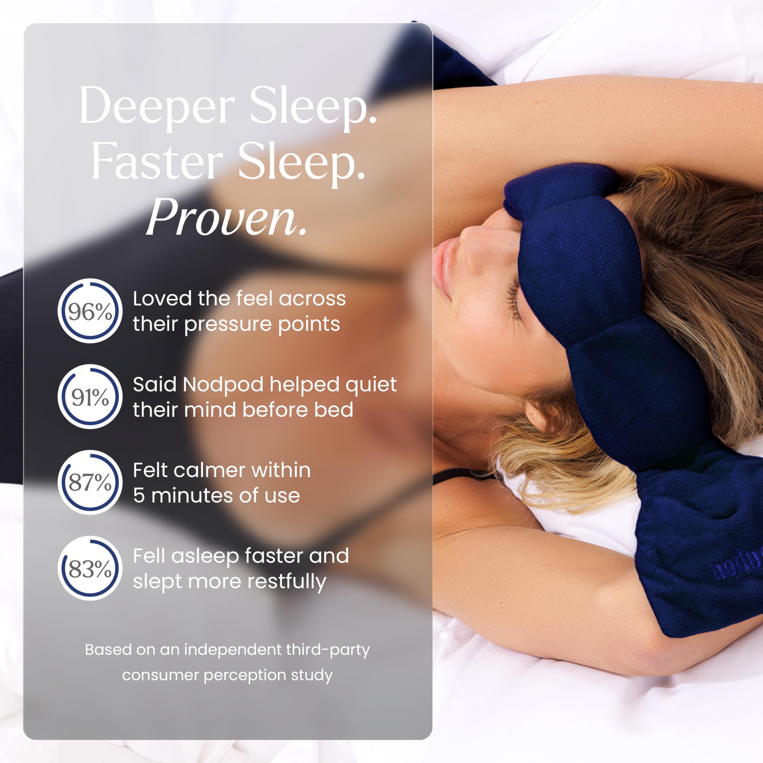Nodpod freezer-friendly sleep mask side view indicates soft, flexible use from the freezer.