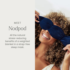 Nodpod sleep mask side view demonstrates side sleeping compatibility and comfortable contour.