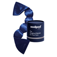 Nodpod mineralized silk sleep mask sapphire with strap-free comfort and calm vibes.