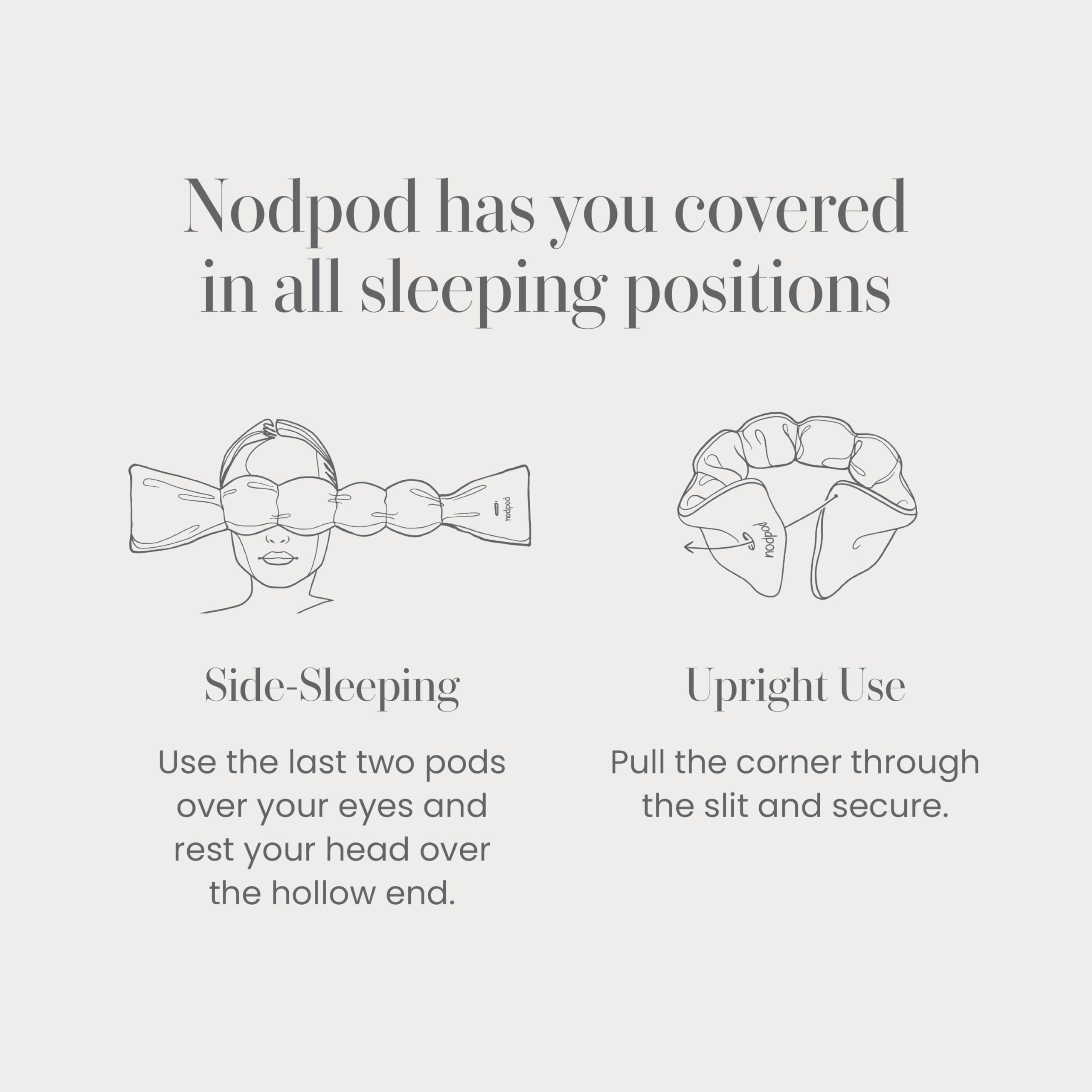 Nodpod soft velvet inner face adds cozy, comfortable bedtime vibes.