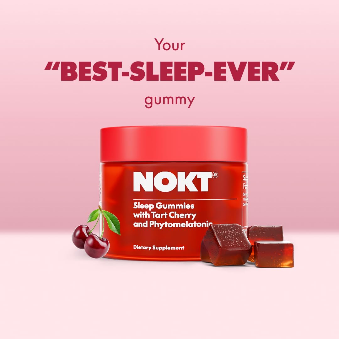 NOKT Sleep Gummies on a nightstand ready for restful nights.