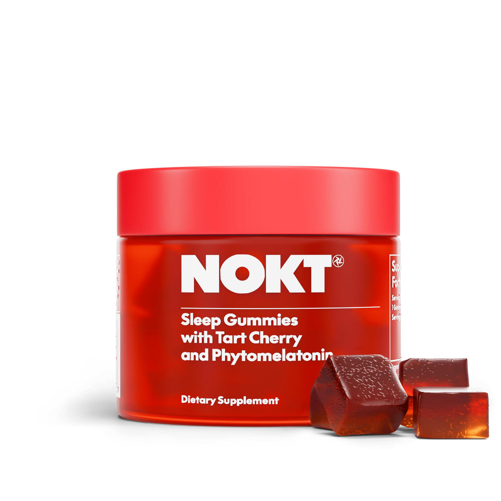 NOKT Sleep Gummies tart cherry pack promotes restful evenings with a sugar-free formula.