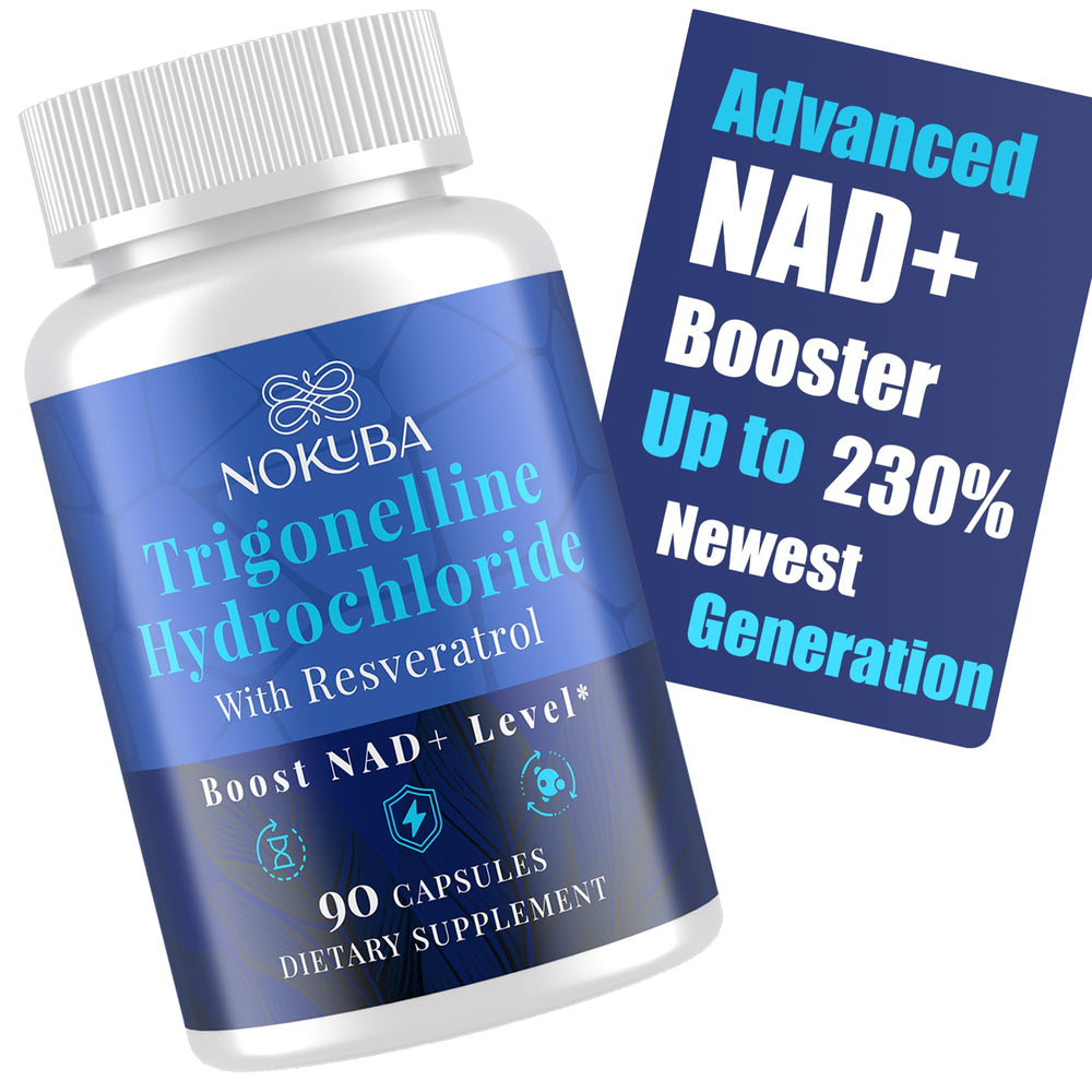 Nokuba NAD supplement bottle front showing packaging for NAD+ support