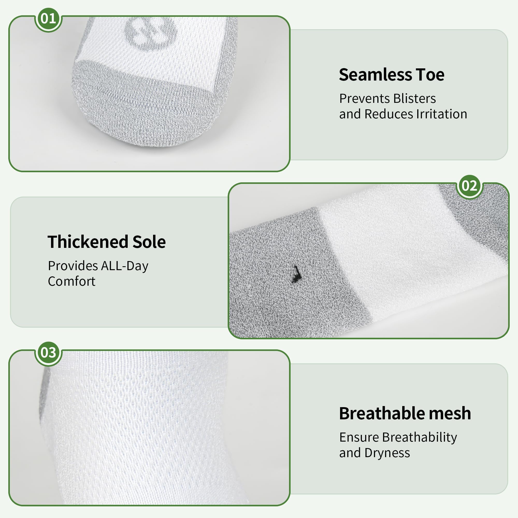NOLUNT bamboo blend texture highlighting breathable fabric for dry feet.