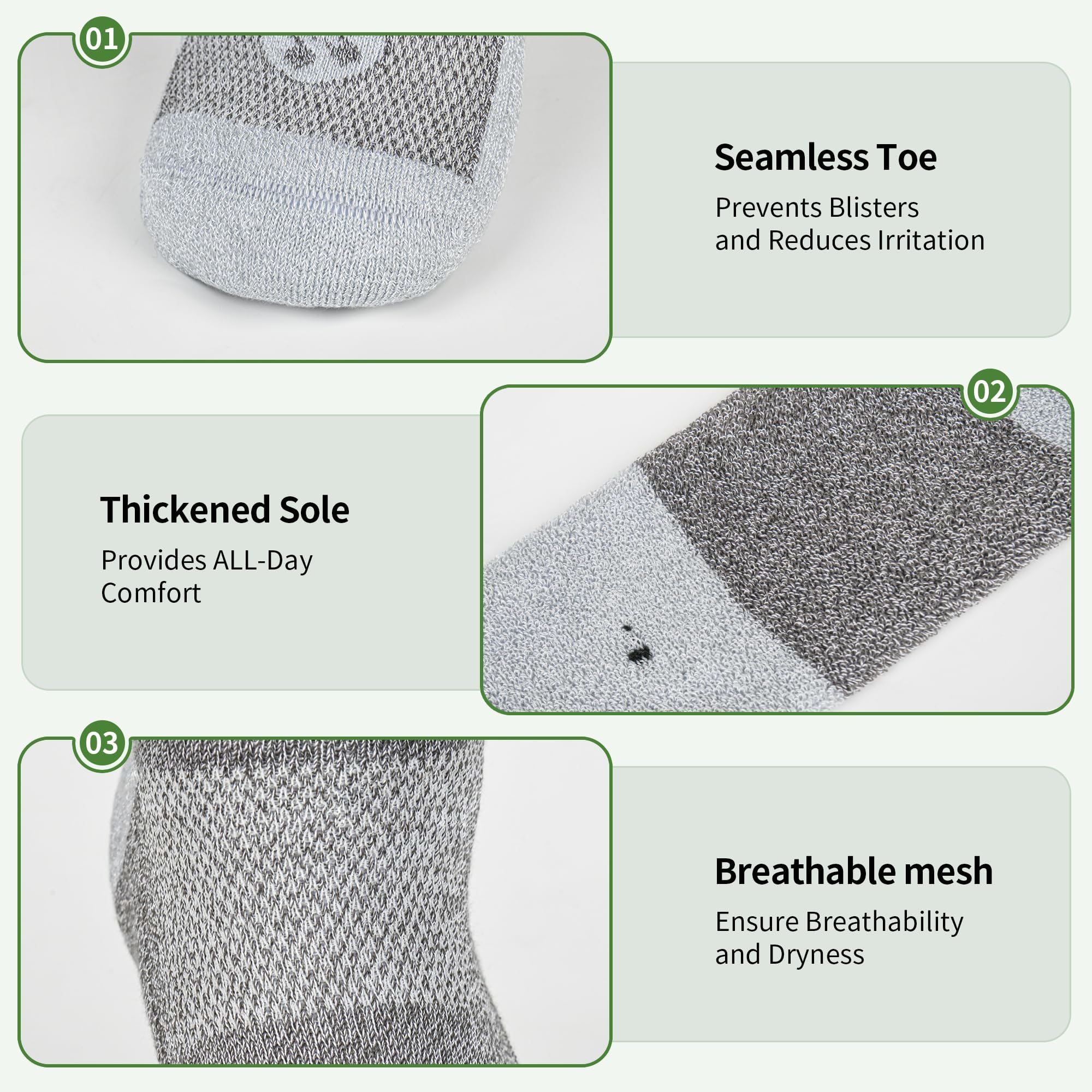 NOLUNT diabetic socks cushioned-sole: extra warmth with less irritation during walks.
