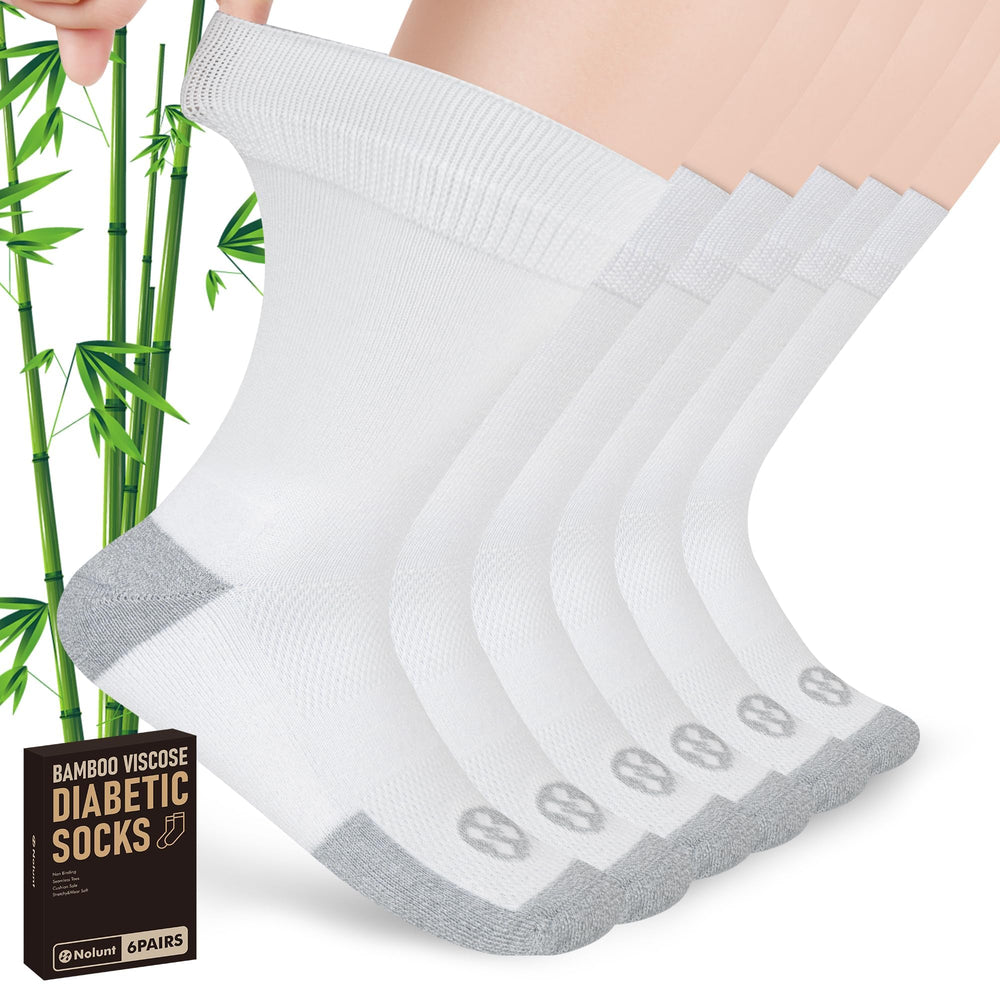 NOLUNT diabetic socks for men, crew pack, moisture-wicking comfort for daily wear.