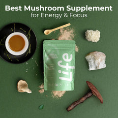 Non Fungible Mushrooms Life blend includes Reishi, Lion's Mane, Cordyceps