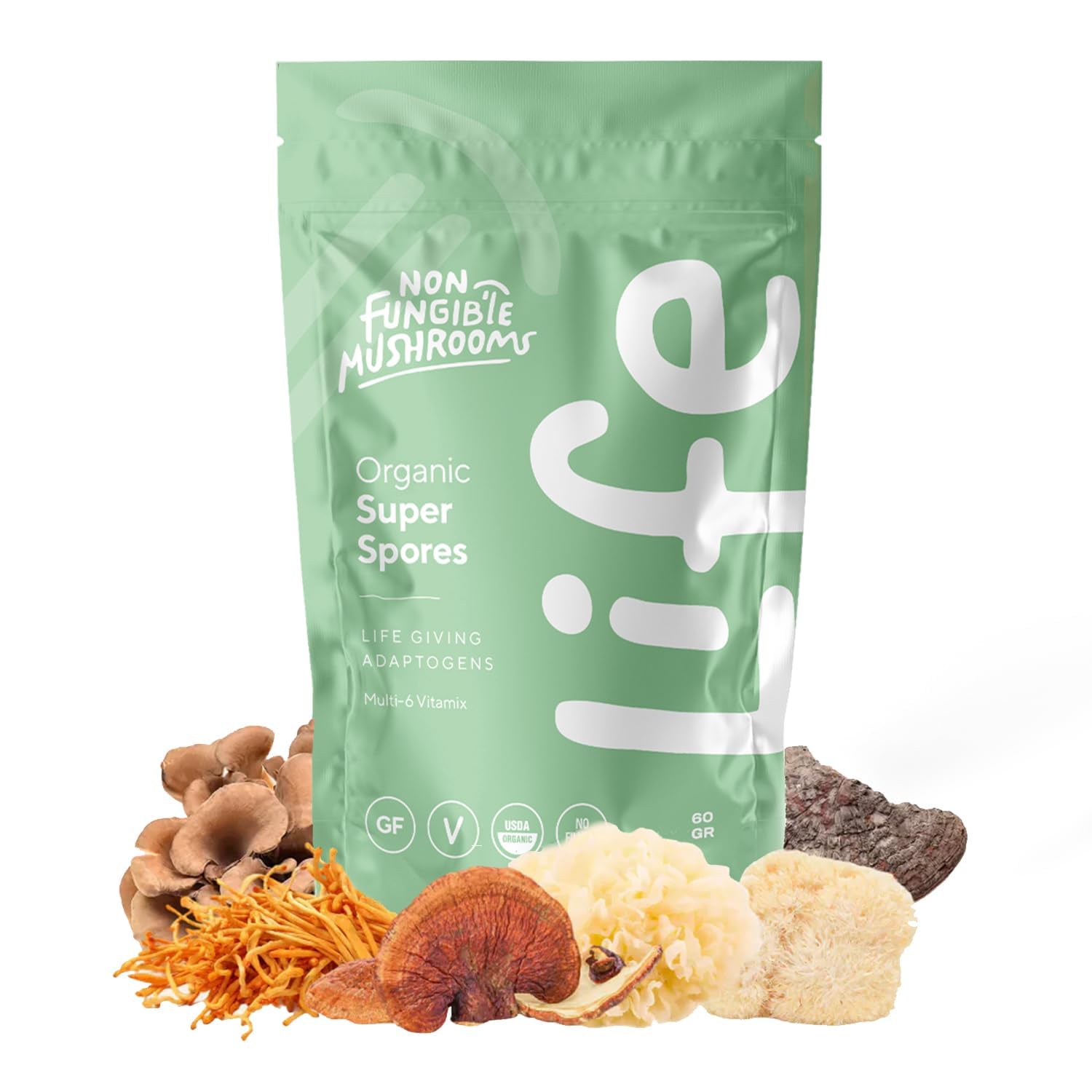 Non Fungible Mushrooms Life daily powder pouch for easy daily wellness