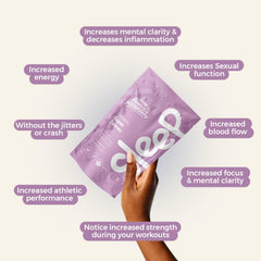 Non Fungible Mushrooms Sleep label closeup highlights pure, additive-free formula.