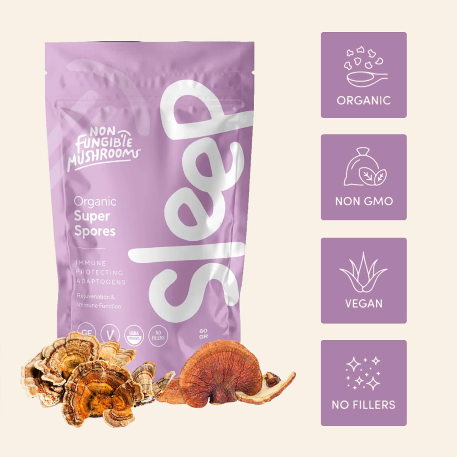 Non Fungible Mushrooms Sleep scoop for easy nightly dosing and routine.