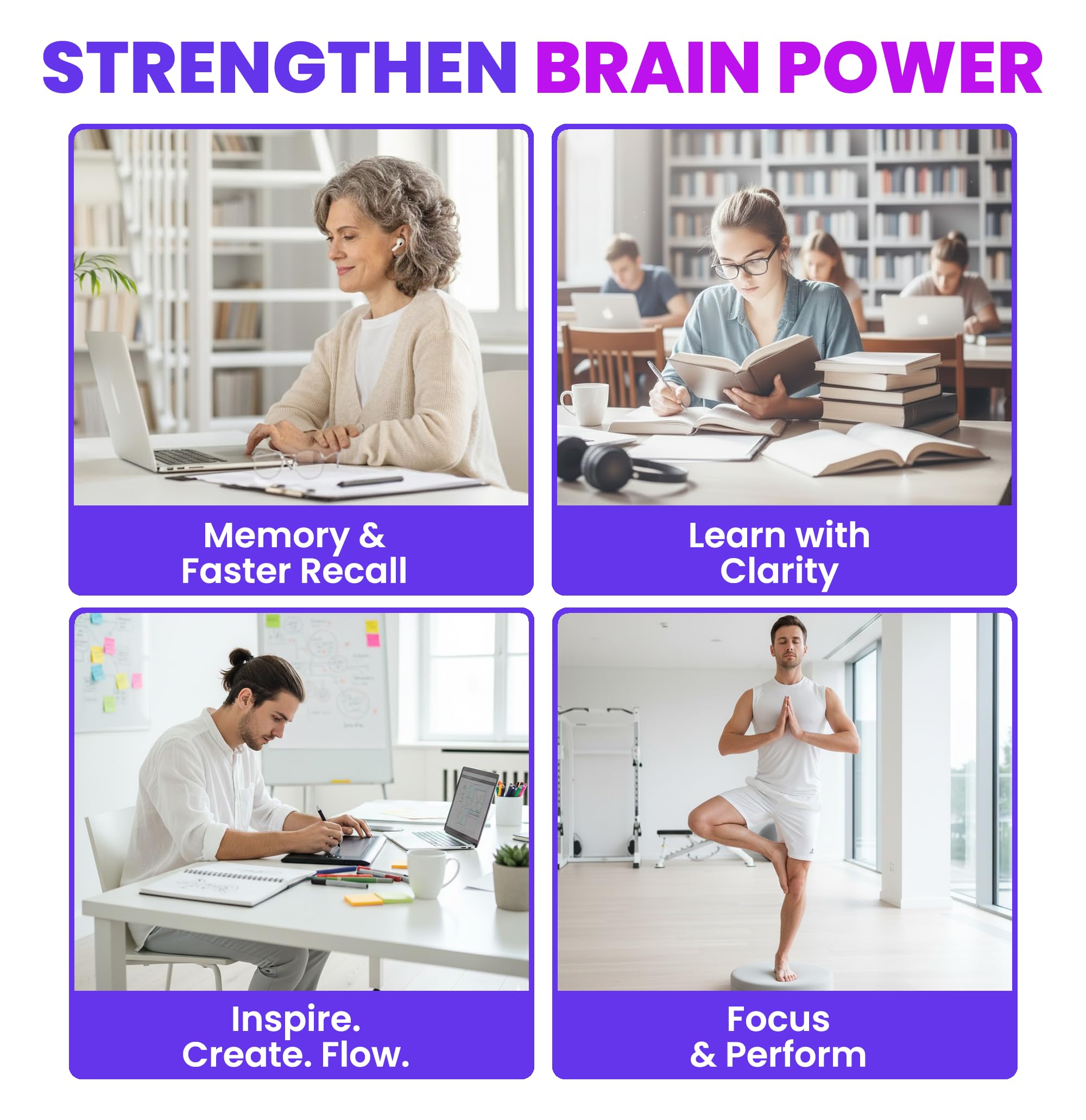 NOOCEPTIN daily-use scene conveys calm focus during work and study sessions.