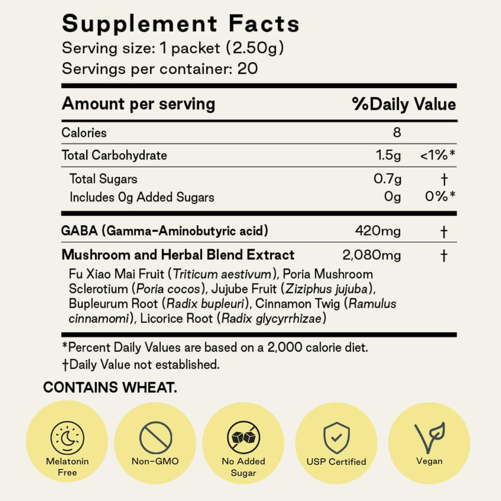 NOOCI Relax + Sleep label highlights melatonin-free formula for nightly calm.