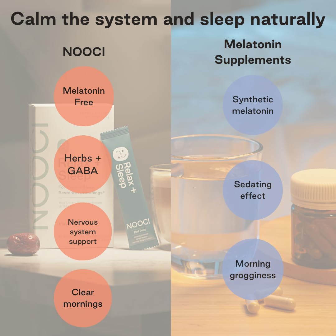 Powder being stirred in warm water for NOOCI Relax + Sleep to ease bedtime unwinding.
