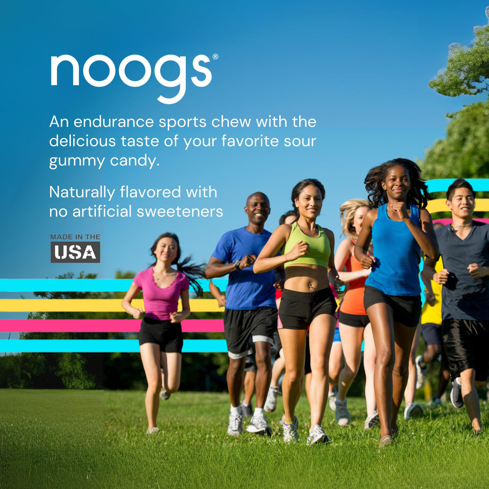 Noogs Sour Energy Chews tucked in a pocket during a run.