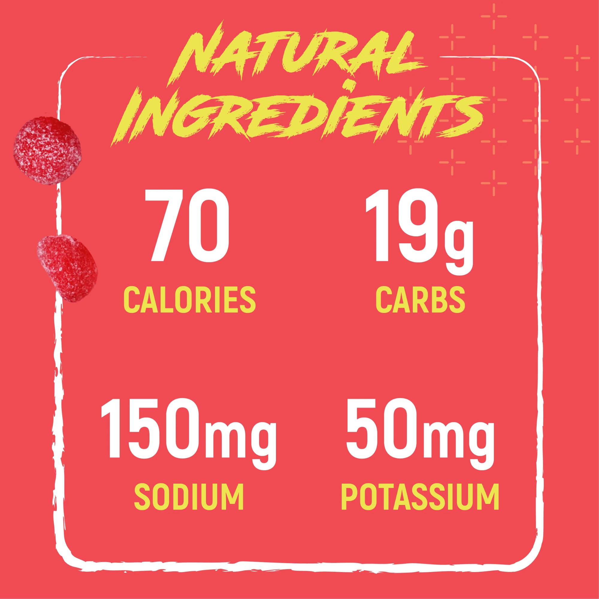 Noogs Sour Energy Chews texture emphasizes easy digestion during workouts.