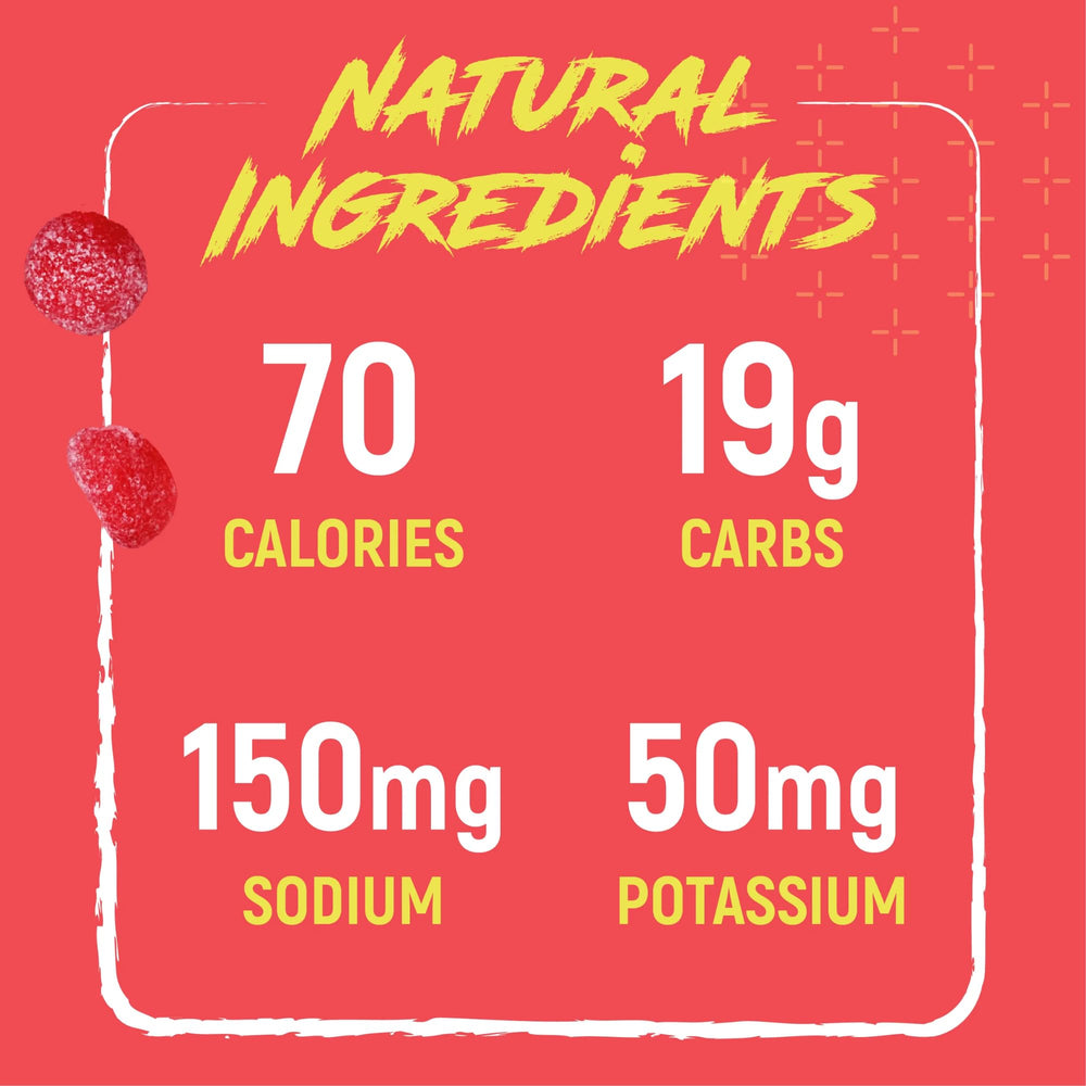 Noogs Sour Energy Chews texture emphasizes easy digestion during workouts.