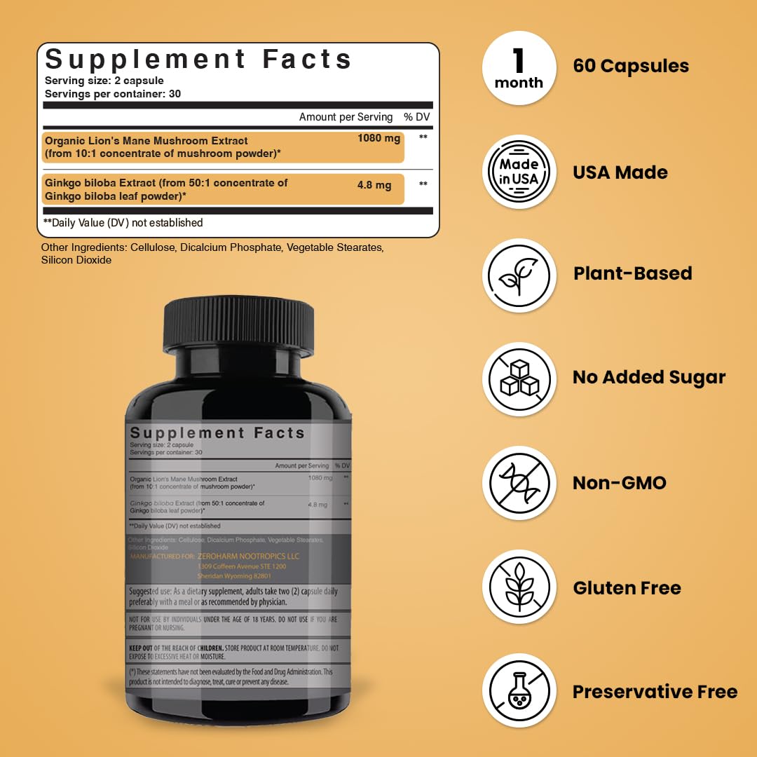 NooMost Lions Mane capsules sealed container representing a two-month supply.