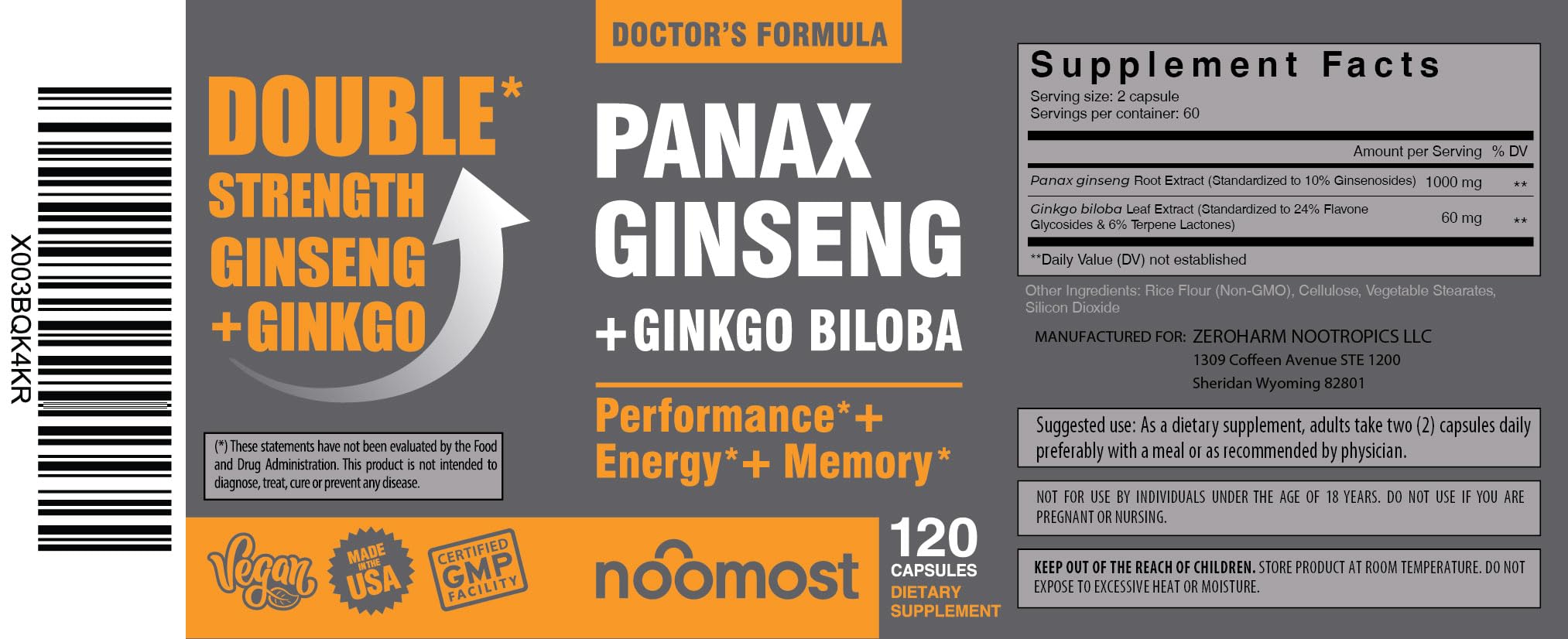 NooMost USA-made vegan capsules pack displayed on shelf